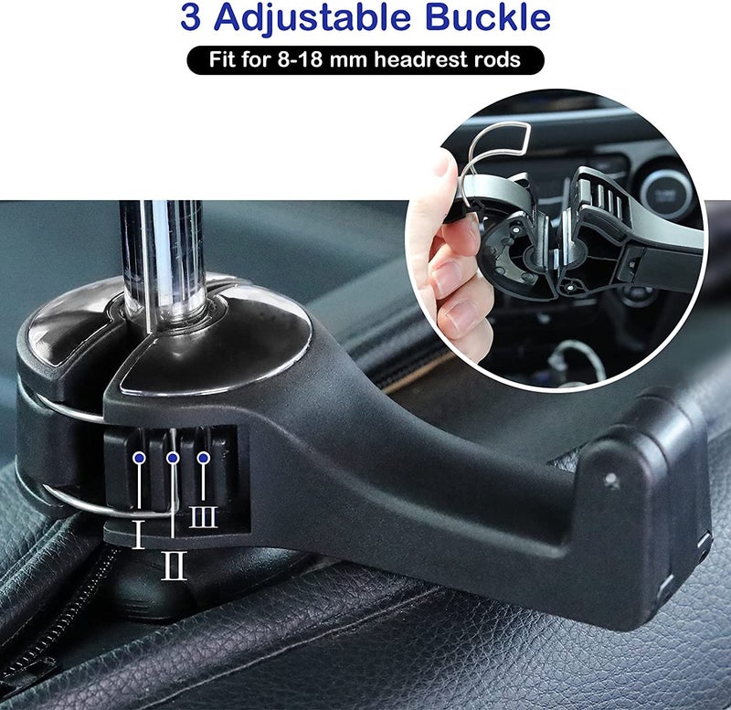 TOOVREN Upgraded 2 Pack Car Headrest Hidden Hook 2 in 1 Car Seat Hooks with Phone Holder for Purse  Backpacks Toys and Even Bottle Storage Organizer (Silver) - Image 3